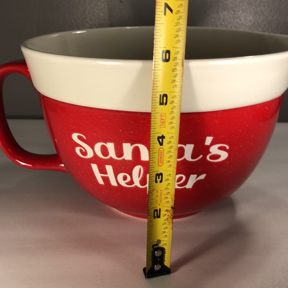 The Bakeshop Mixing Bowl “Santa’s Helper” Christmas Red Baking Bowl With Handle - Picture 6 of 6